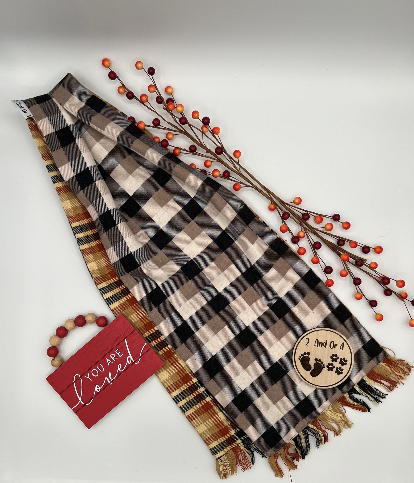 Caramel Plaid Dining Scarf