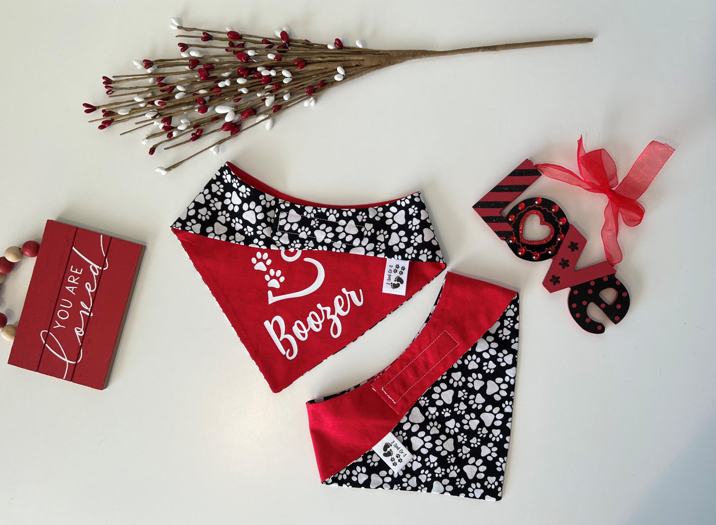Heart - Paws Reversible Pet Bandana
