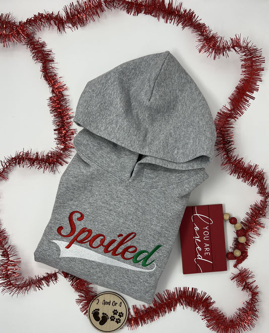 Embroidered Holiday "Spoiled" Youth Hoodie