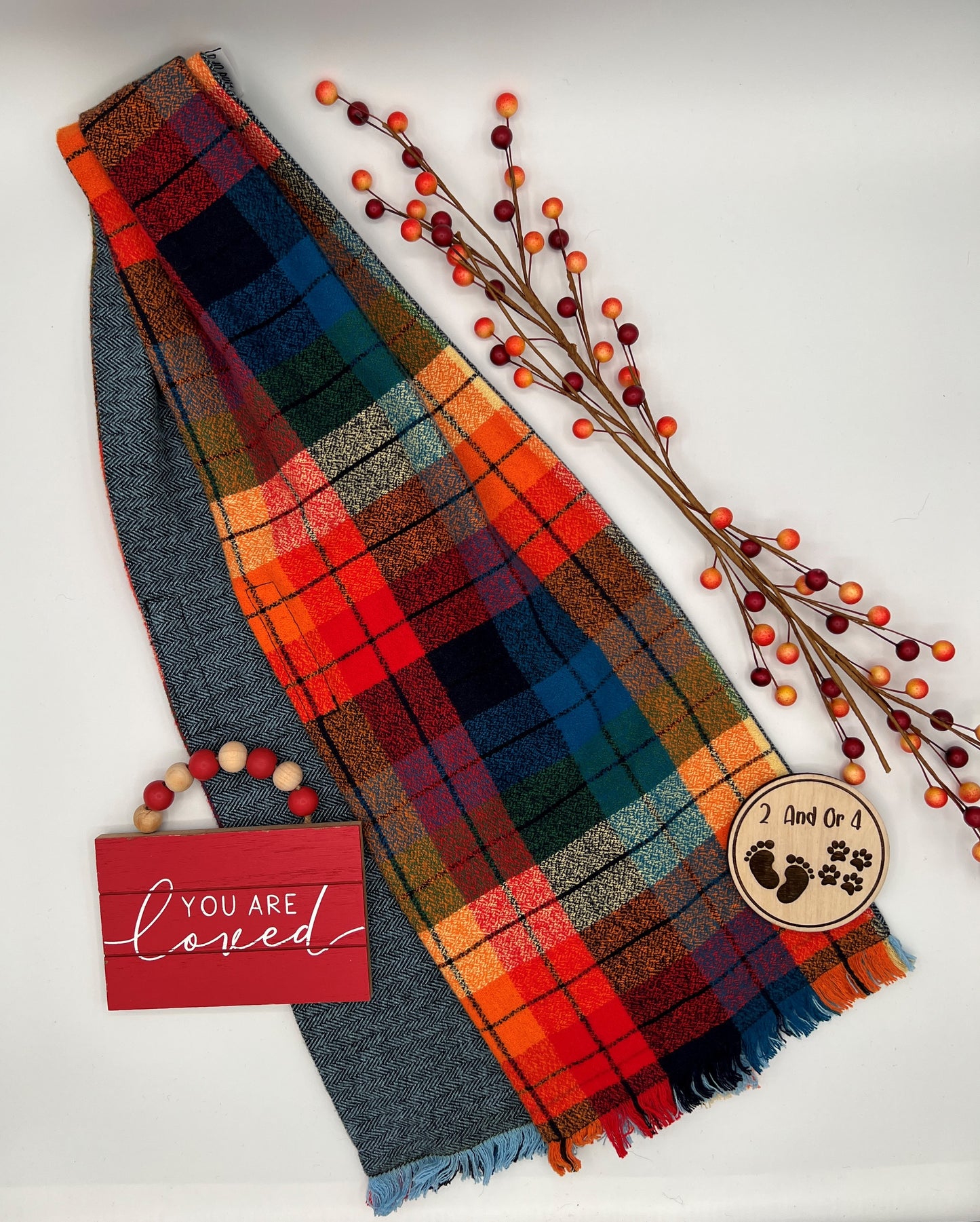 Autumn Skies Plaid Dining Scarf