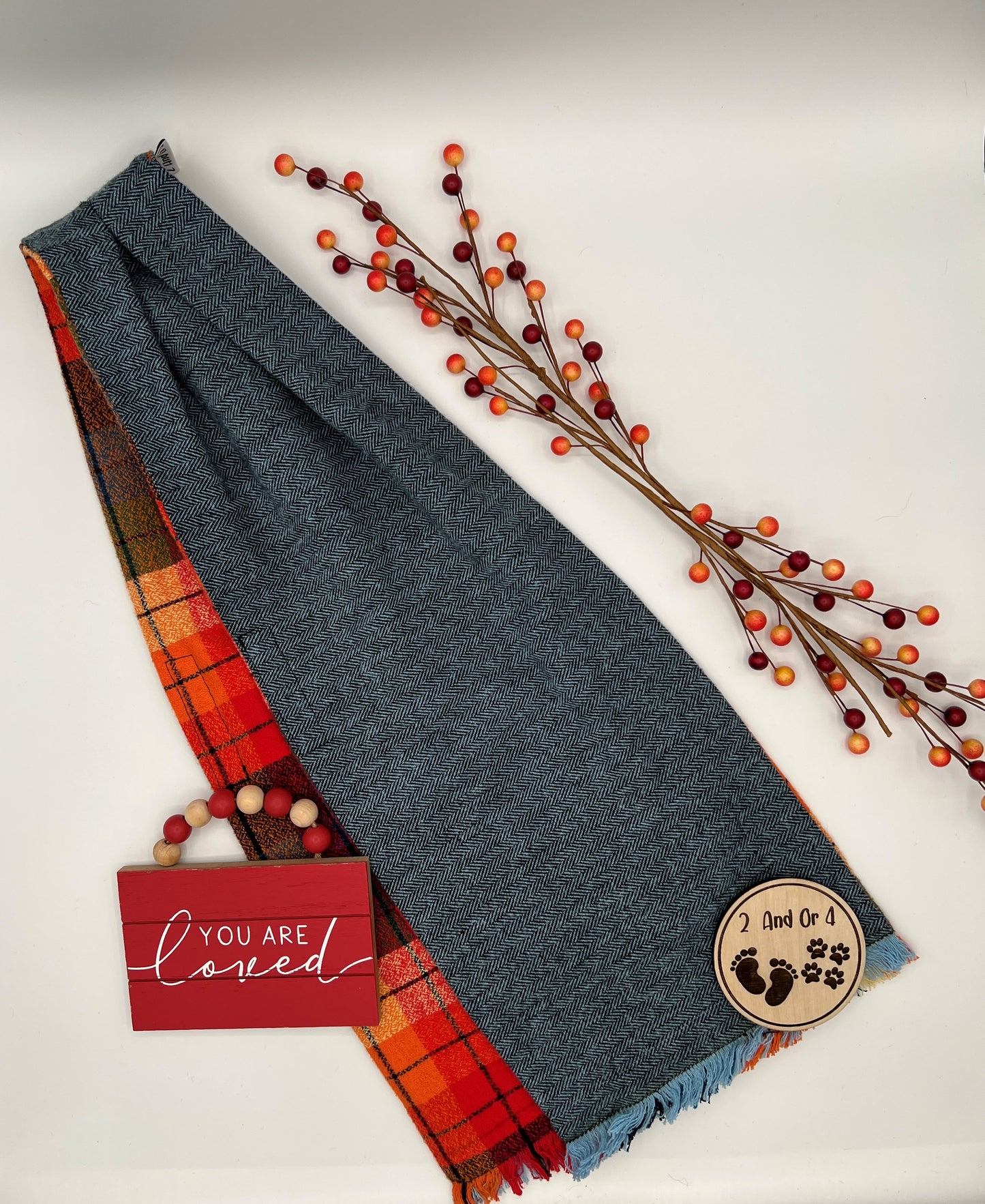 Autumn Skies Plaid Dining Scarf