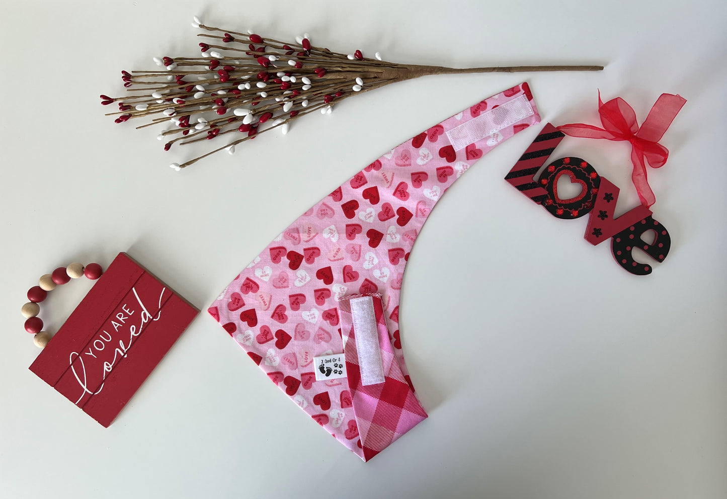 Be Mine - Pink Check Reversible Pet Bandana