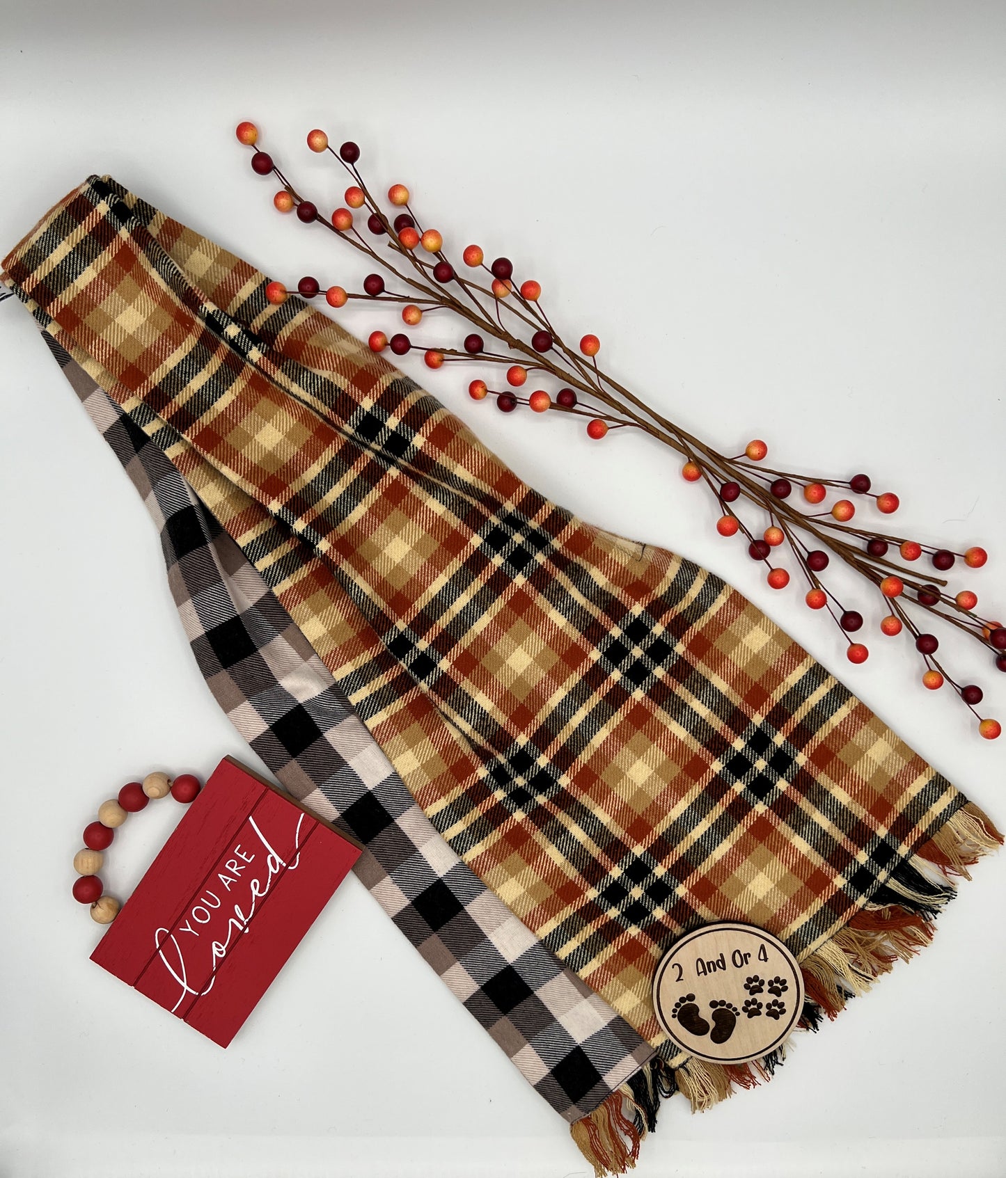 Caramel Plaid Dining Scarf