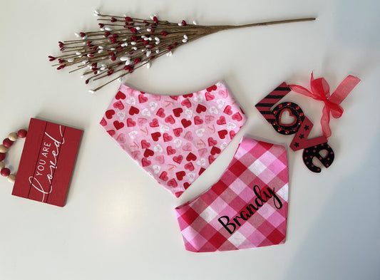 Be Mine - Pink Check Reversible Pet Bandana