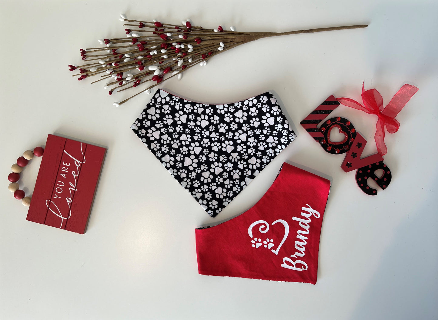 Heart - Paws Reversible Pet Bandana