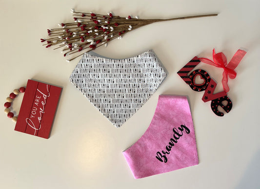 Heart Breaker Text - Pink Hearts Reversible Pet Bandana