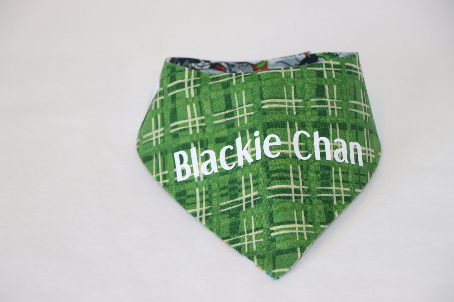 Happy Cats - Green Plaid - Reversible Pet Bandana