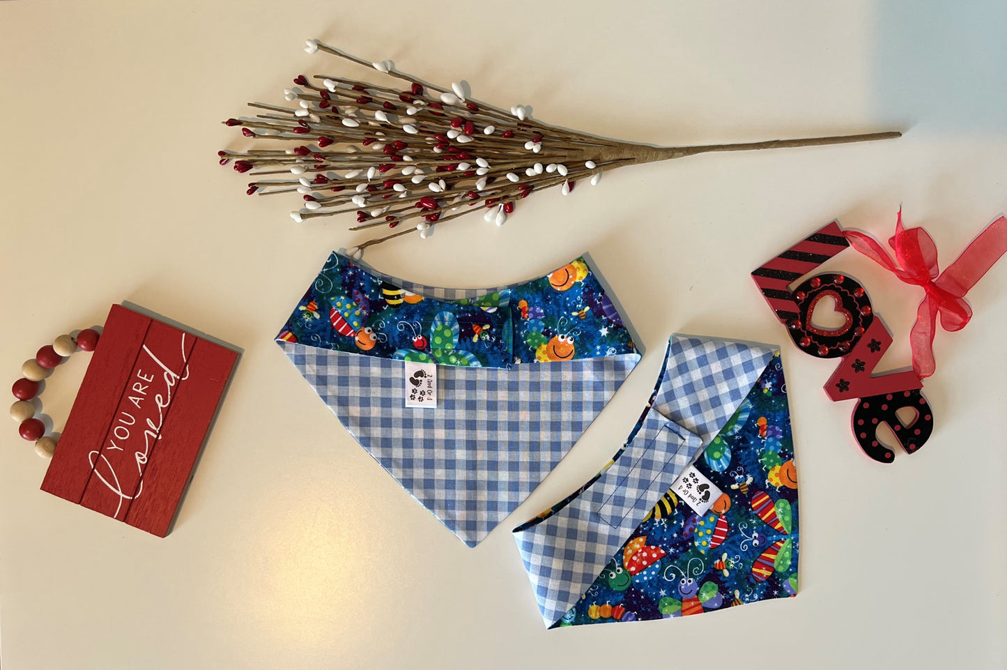 More Than Bees - Checks - Reversible Pet Bandana