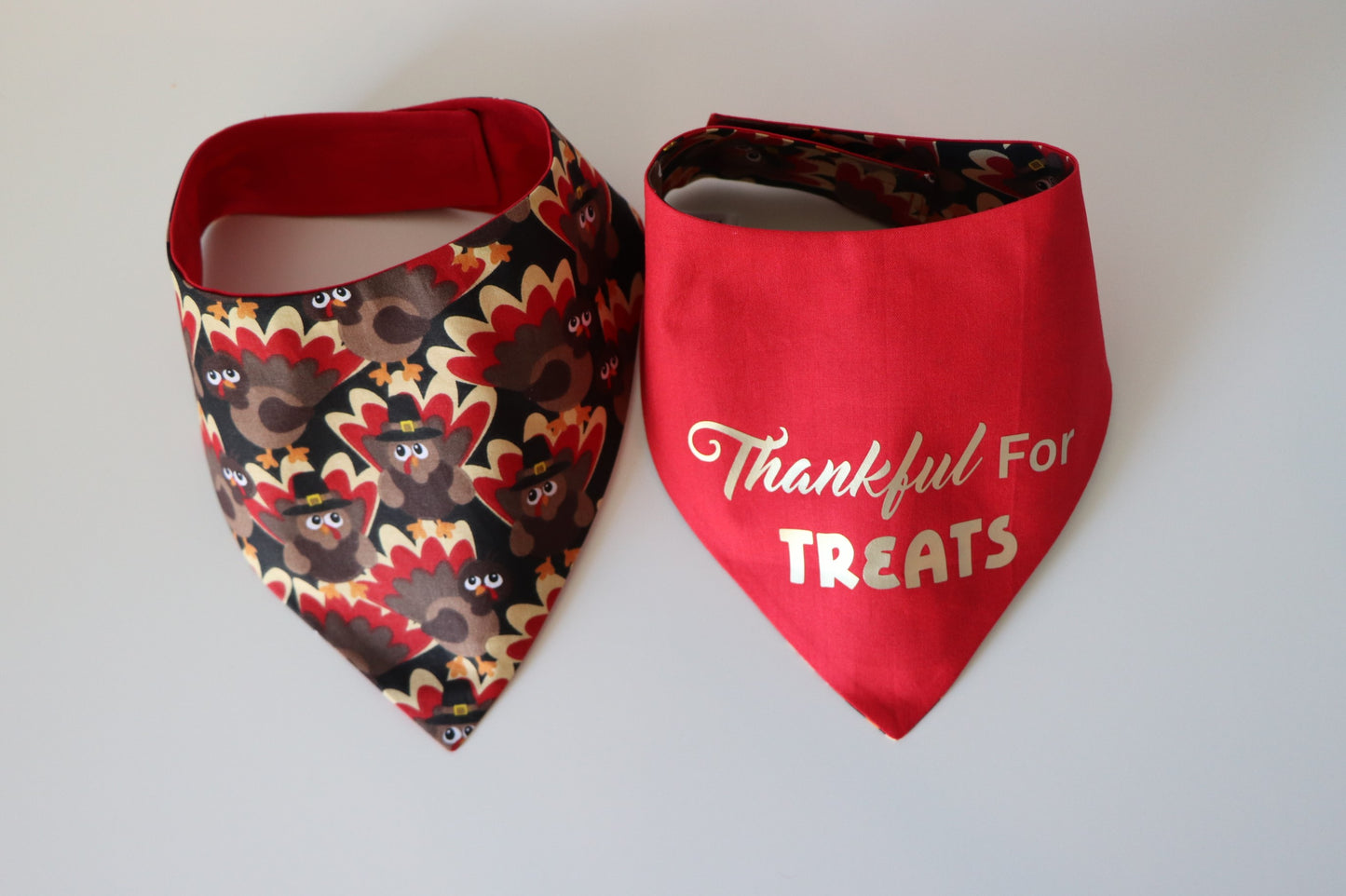 Turkeys - Thankful For Treats - Reversible Pet Bandana